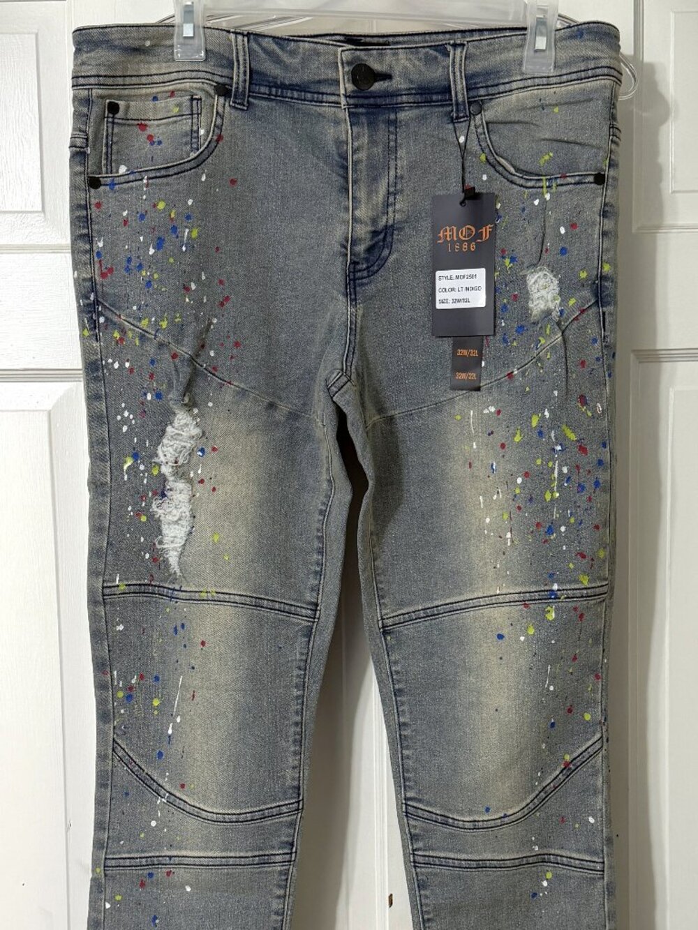 Ministry Of Fashion Skinny Fit Distressed Paint Splatter Denim Jeans